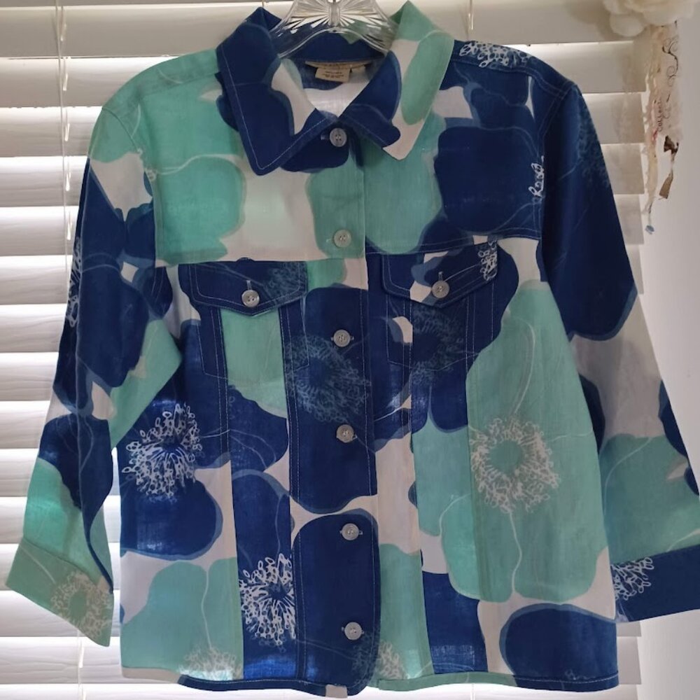 Patrick Christopher Women’s Linen Jacket Small Bl… - image 3